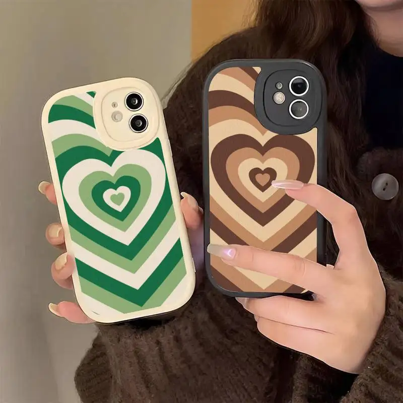 

Heart Circle Phone Case Hard Leather Phone Case for iPhone 13 12 Mini 11 14 Pro Max Xs X Xr 7 8 Plus 6 6s Se 2022 silicone Cover
