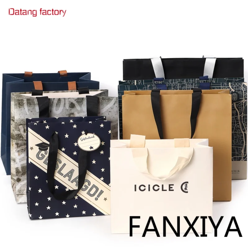 

Custom Paper Bags Luxury Gift Kraft Paper Shopping Bag Printed With Ribbon Handle For Jewely