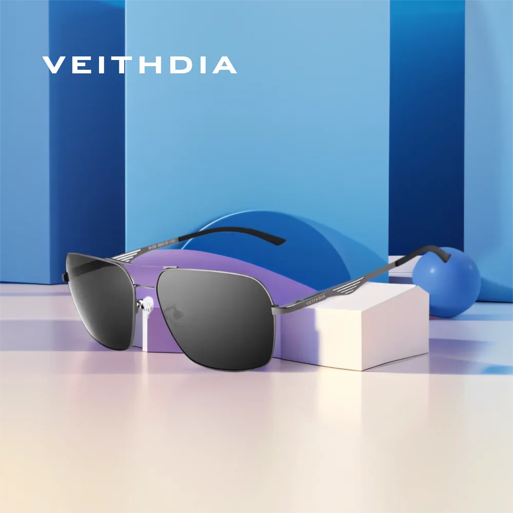 Фото Солнцезащитные очки VEITHDIA Business Pilot с поляризацией UV400 для мужчин, винтажные спортивные очки для вождения на открытом воздухе, женские очки, модные очки V024T59 №1