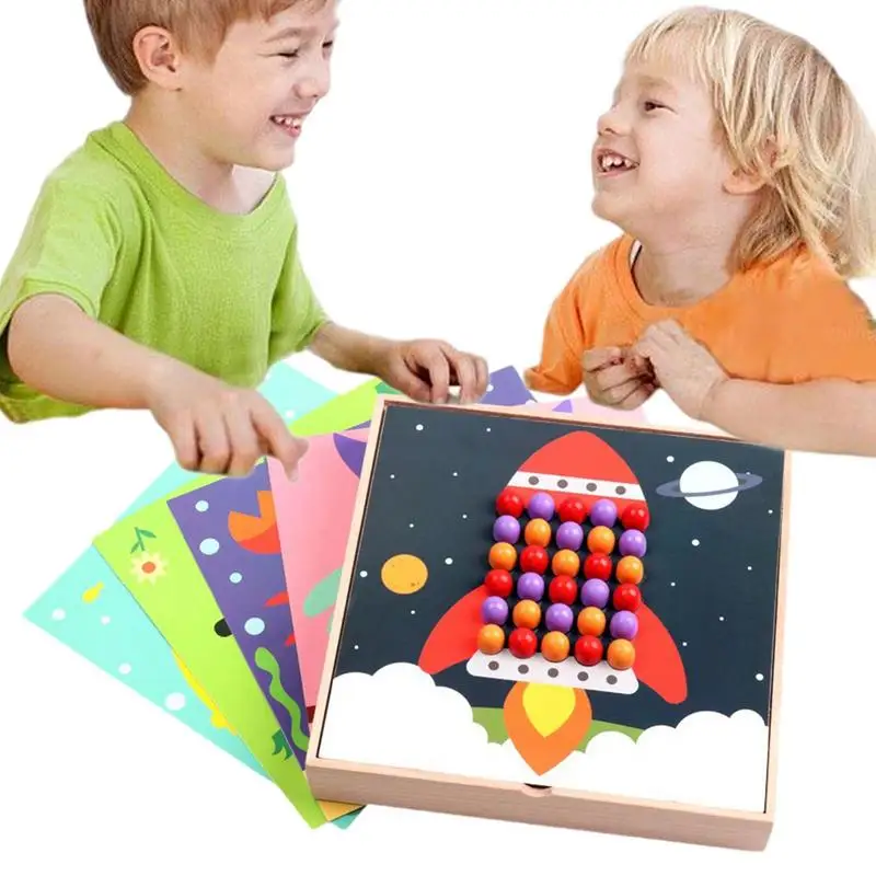 

Mushroom Nails Pegboard Educational Pegboard Mix Colour Jigsaw Puzzle DIY Kit Toy For Kids Educational Building Block Brick