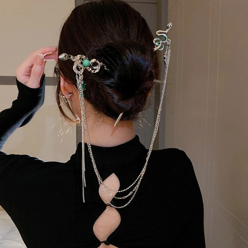 Заколки для волос в форме змеи съемные заколки с кисточками китайская заколка