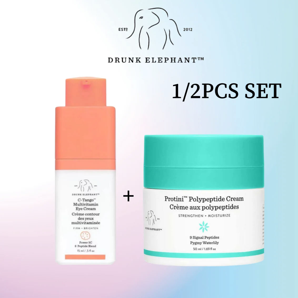 

1/2PCS Drunk Elephant Skin Care Set Protini Polypeptide Cream+C-Tango Moisturizing Eye Cream Moisturizing Firming Skin Eye Bags
