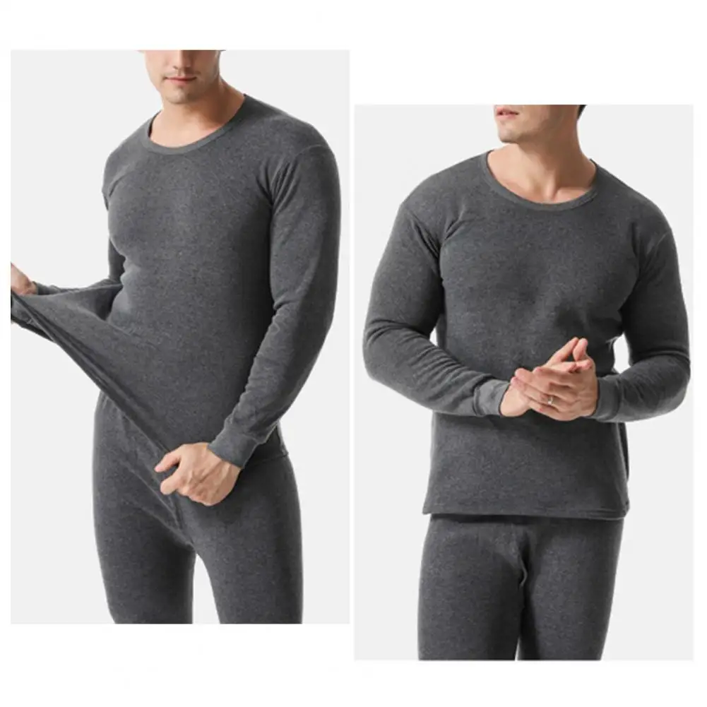 

Мужской теплый костюм, 2 шт./компл., популярная облегающая утепленная повседневная одежда, термокостюм с топом и брюками