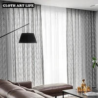 2022 unique light and shadow hollow design sheer curtain for sliding door window gauze white tulle for living room curtain drape