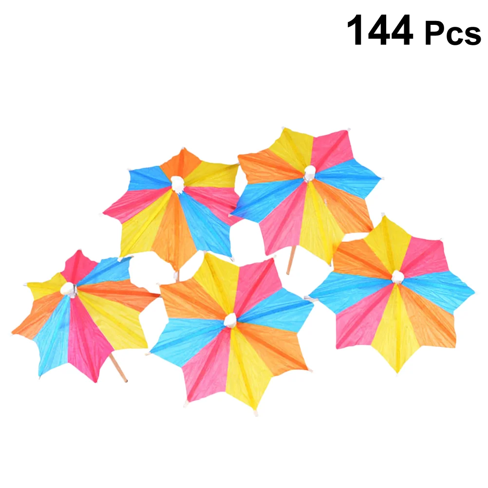 

144pcs Disposable Cocktail Umbrella Decor Creative Fruit Decor Copper for Bar Store Hotel (Random Color)