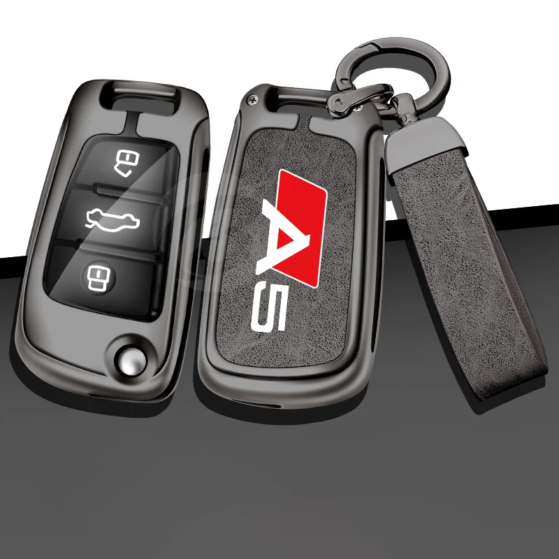 

Zinc Alloy Car Remote Key Cover Case Holder Shell Bag for Audi A5 b8 S Line Protection KeyChain Keyless Interior Accessories