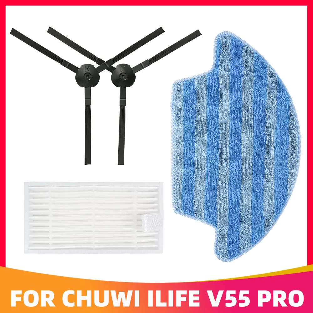 

For Chuwi iLife V55 Pro Spin Side Brush HEPA Filter Mop Cloth Replacement Robotic Vacuum Cleaner Spare Parts