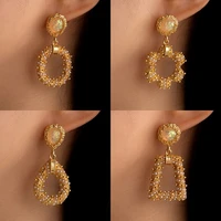 vintage gold color geometric big circle earrings for women retro pearl shiny hoop earrings elegant drop earrings fashion jewelry
