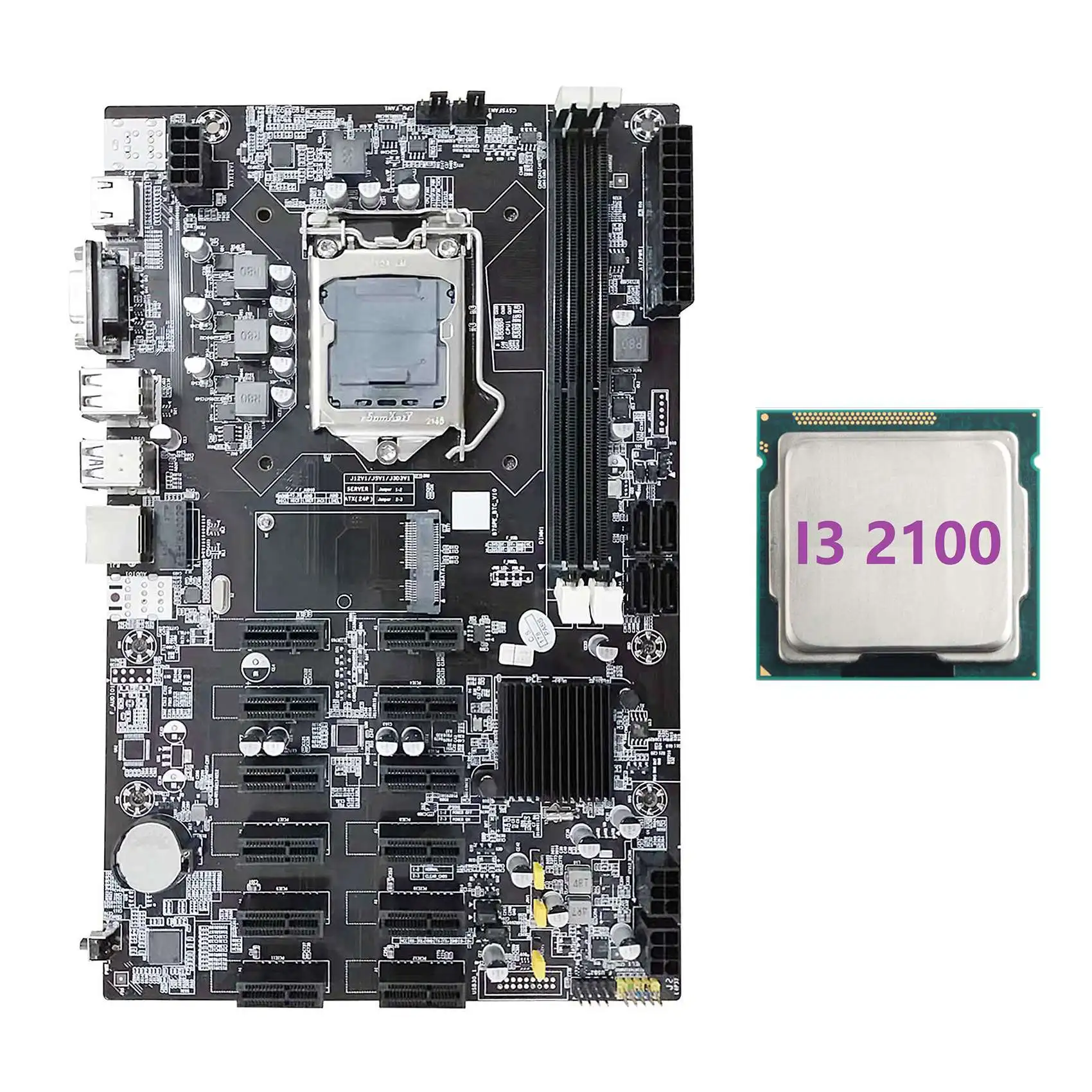 B75 12 PCIE ETH Mining Motherboard+I3 2100 CPU LGA1155 MSATA USB3.0 SATA3.0 Support DDR3 RAM B75 BTC Miner Motherboard