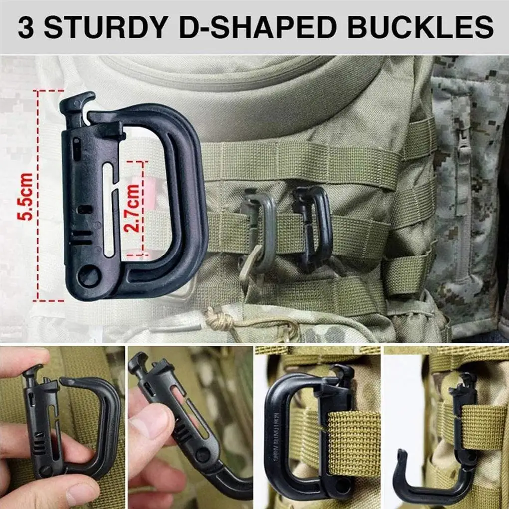 

Carabiner Attachment Buckle Snap D-ring Tools Webbing Lock Camping Backpack Climbing Hunting Belts Accessories