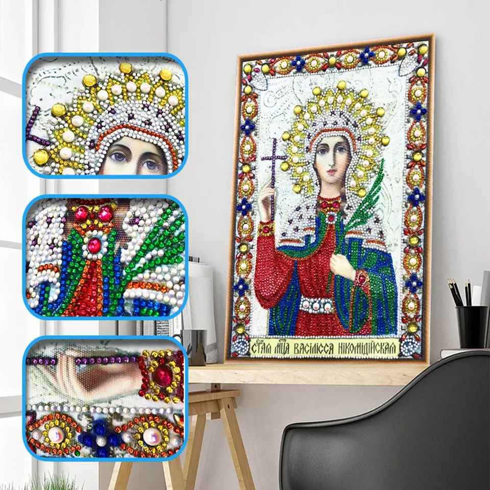 

New Diamond Mosaic Partial Drill Special Shaped Icon Religion Diamond Painting Virgin Mary Rhinestone Embroidery With Diamonds