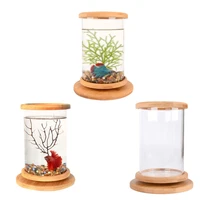 mini aquarium 360%c2%b0 manual rotation glass fish tank bowl for goldfish and betta perfect for home business birthday gift ideas
