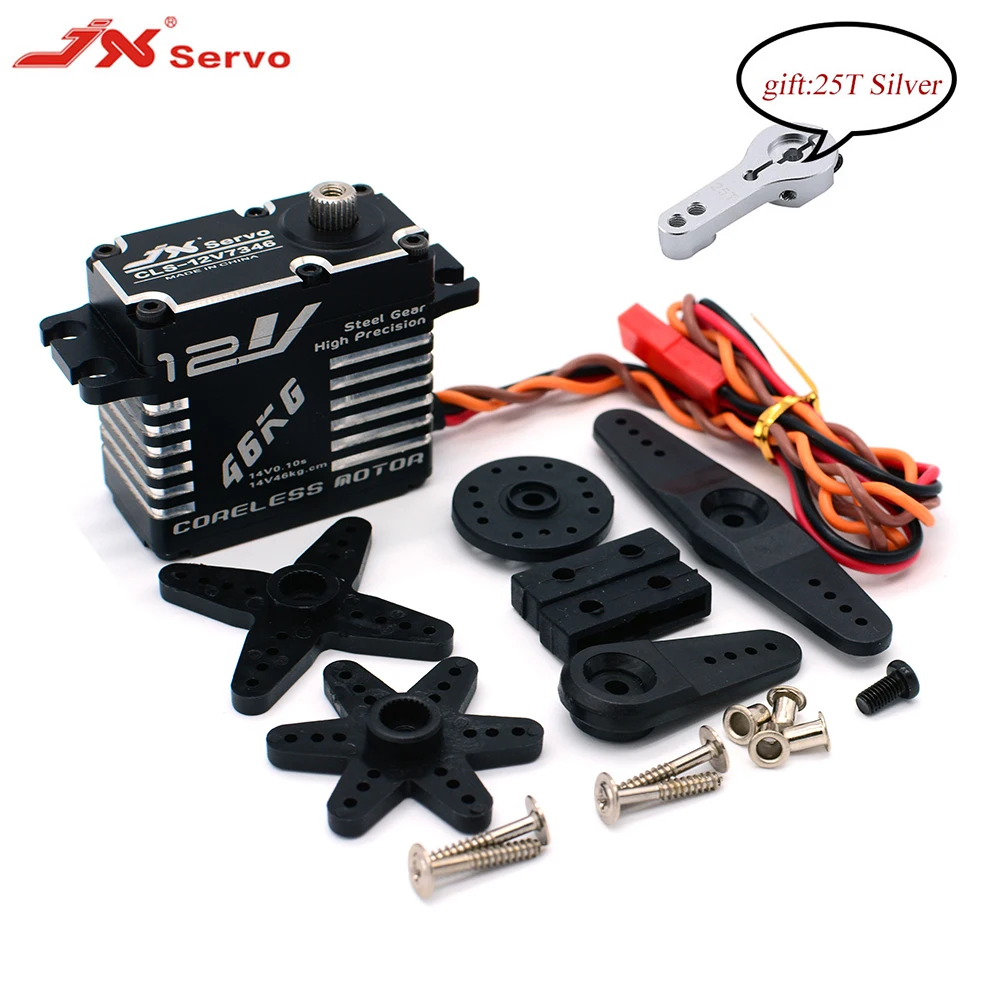 Сервопривод JX CLS-12V7346 46 кг, высокоточная стальная шестерня с ЧПУ, цифровой кронштейн 25T для радиоуправляемого автомобиля, гусеничного катера, самолета, робота, детали Сервопривод JX CLS-12V7346 46 кг, высокоточная стальная шестерня с ЧПУ, цифровой кронштейн 25T для радиоуправляемого автомобиля, гусеничного катера, самолета, робота, детали