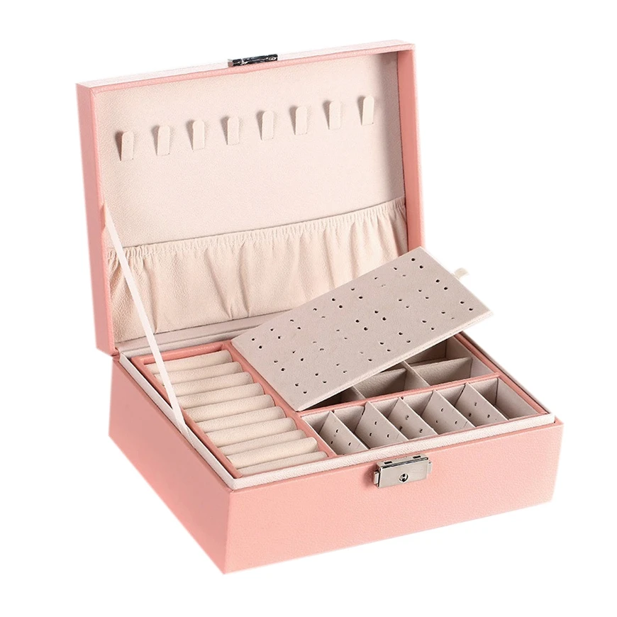 

High Capacity Jewelry Box Travel Jewelry Organizer Multifunction Necklace Earring Ring Storage Box Women Gifts Pink