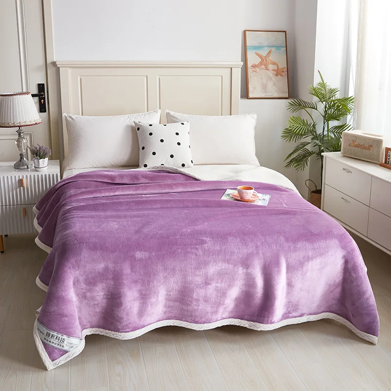 

Double-layer Velvet Blankets for Beds Quilt 200x230cm Winter Warm Thick Milk Velvet Bedspread on The Bed Sofa Throw Blankets