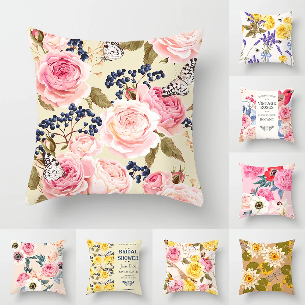 

Весенний чехол для подушки с цветочным принтом, наволочка для гостиной, офиса, дивана, наволочка в нордическом стиле для домашнего декора, н...