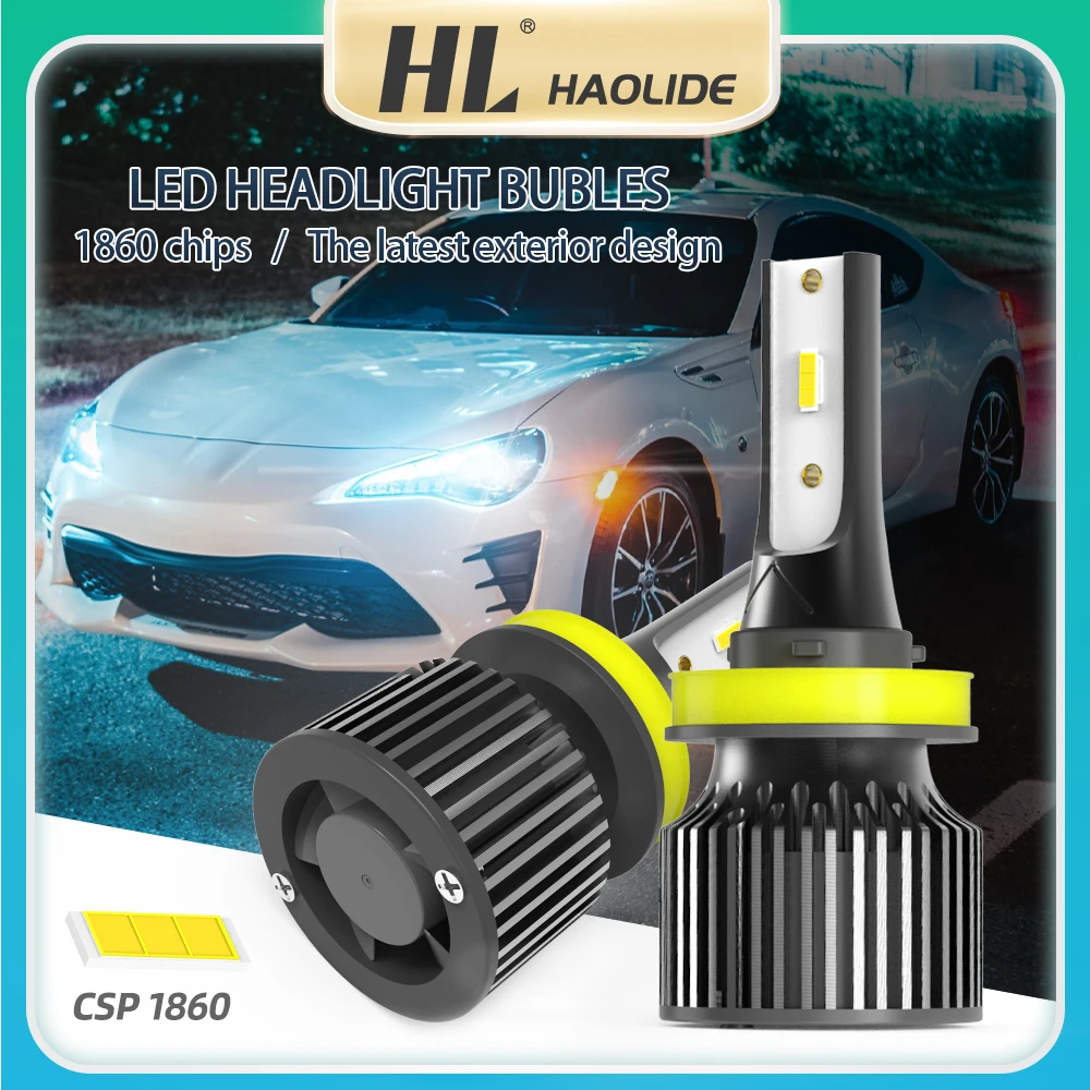 

Светодиодная мини-Фара HAOLIDE H7 H11 для автомобиля, лампа для дневных ходовых огней H1 H4 9005 HB3 9006 HB4, светодиодная турбо-противотуманная лампа
