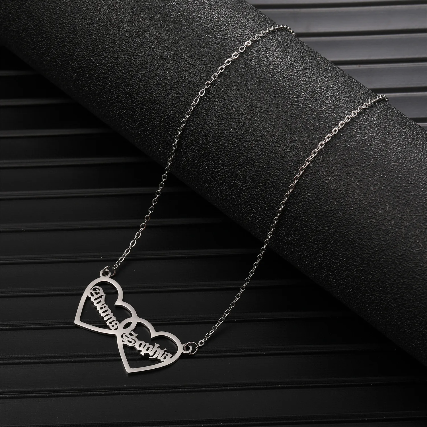 Индивидуальное ожерелье из нержавеющей стали с именем на заказ двумя