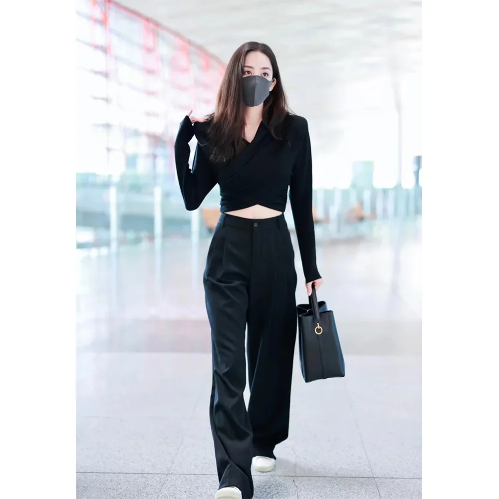 

23 осенние женские Костюмные брюки, стильные элегантные повседневные брюки-сигареты, модная трендовая офисная одежда, Высококачественная мода