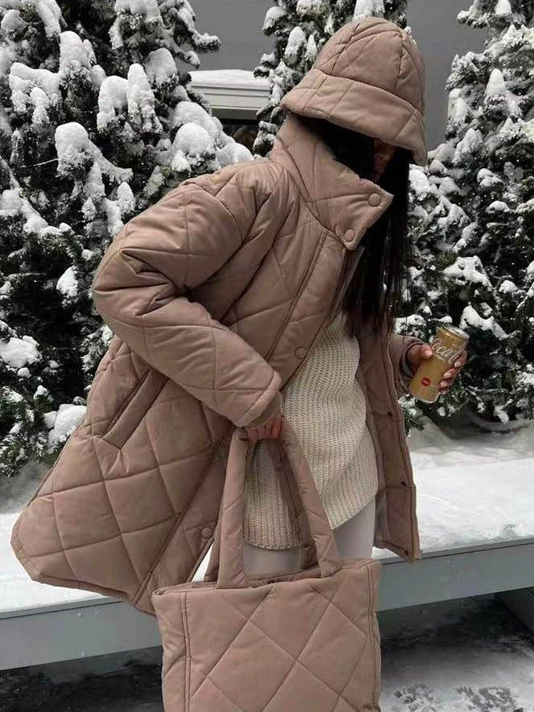 Зимняя женская куртка GOPLUS с отложным воротником, пальто с сумкой, женская одежда, толстая свободная Мягкая Повседневная Верхняя одежда, сте...