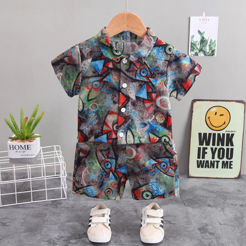 

Boys Clothes Sets Beachwear Summer Children Fashion Shirts Shorts 2pcs Tracksuits For Baby Toddler Outfits Kids Suits 2022 New