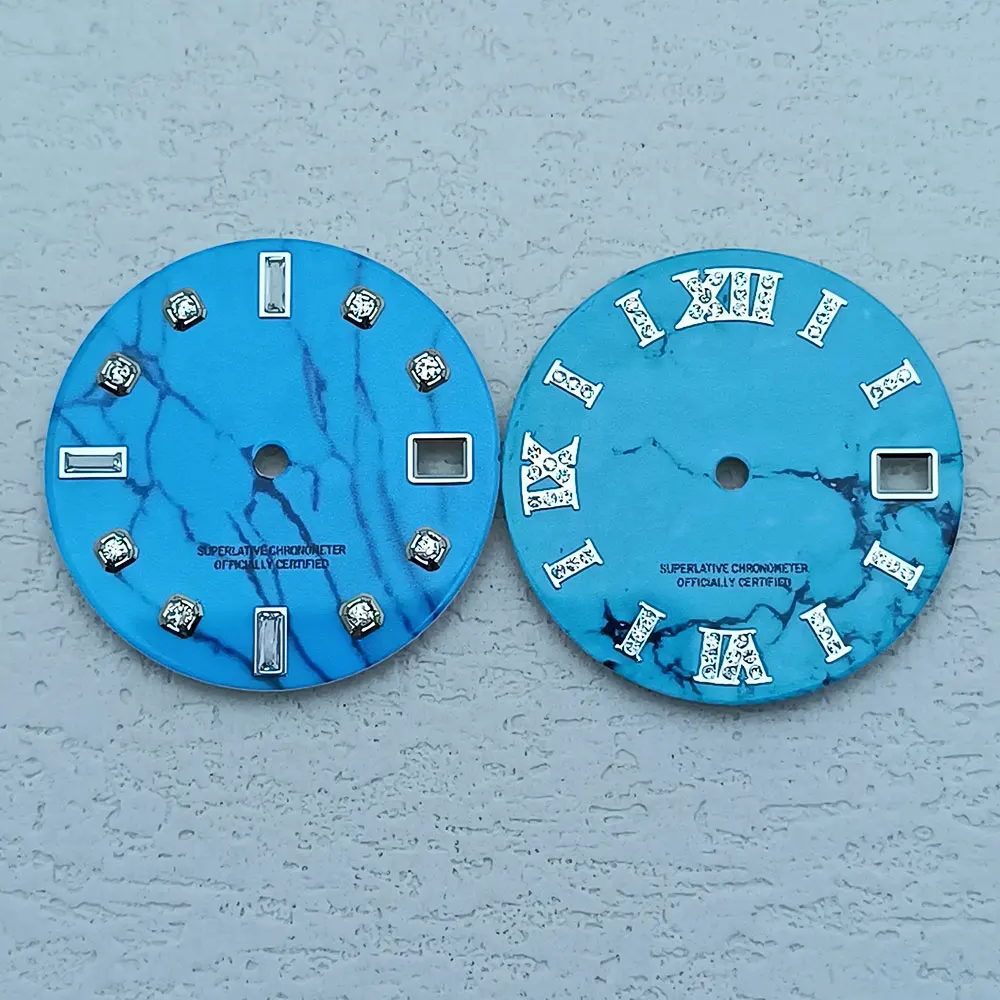 Мужские часы с циферблатом 28 5 мм nh35 циферблат драгоценными камнями из