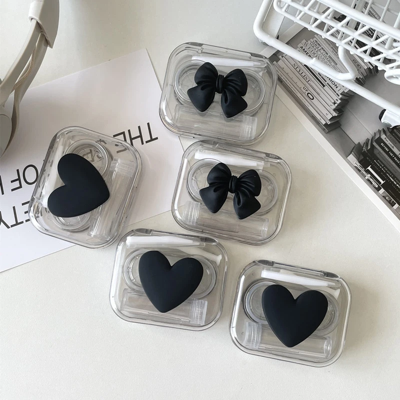 

Transparent Contact Lens Container Mini Simple All-in-one Companion Box Portable Color Contact Double Box Without Screw Cap