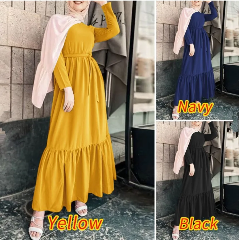 Eid Modest Muslim Fashion Hijab Dress Plain Abaya Dubai Turkey Islamic African Dresses for Women Clothing Kaftan Vestidos Largos