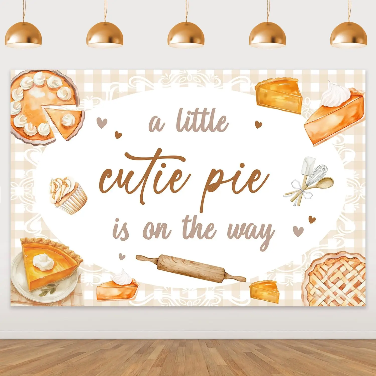 7*5 футов Little Cutie Pie Is on The Way фон цвета хаки для детского душа фотосъемки в дороге