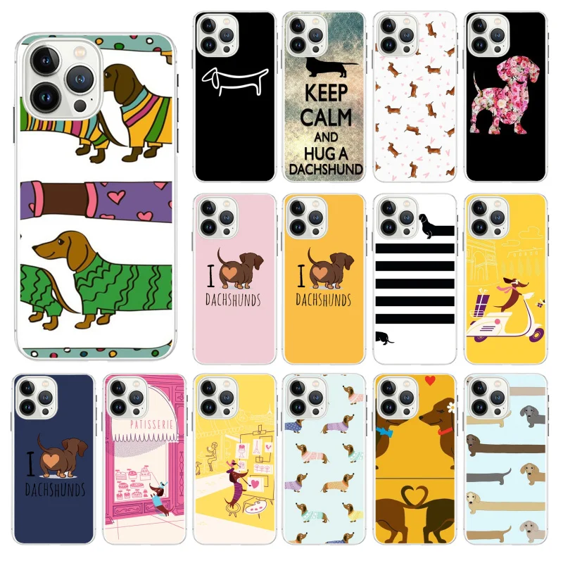 

Cute cartoon Dachshund dog Phone Case For iphone 14 13 12 11 Pro Max Case For iphone XS MAX X XR SE2 8 7 Plus case