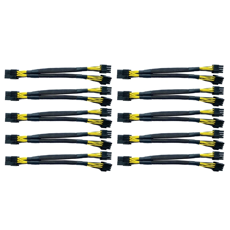 

RISE-10Pcs GPU VGA PCI-E 8 Pin Female к Dual 8(6 + 2) Pin Male PCI Express адаптер с оплеткой