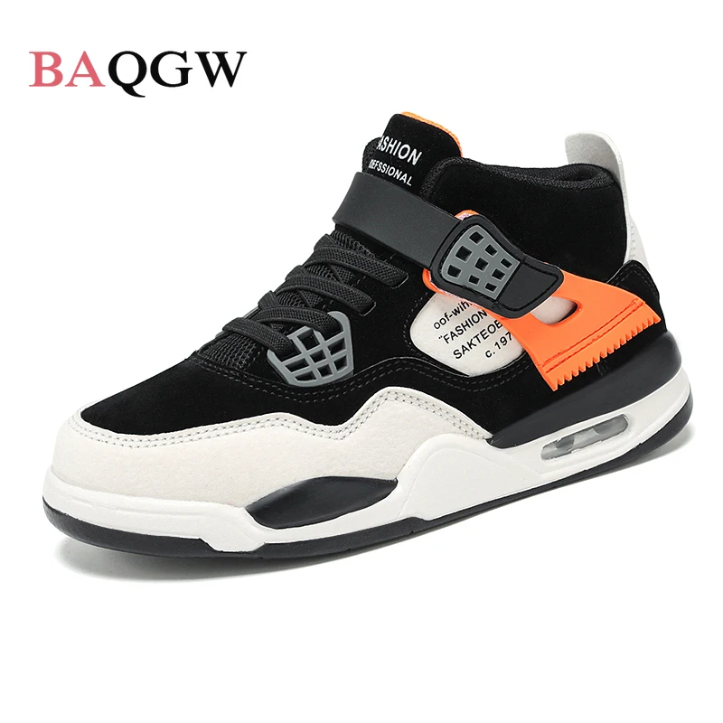 

Модная детская Баскетбольная обувь с цветными блоками, Нескользящая дышащая обувь с высоким верхом для детей, баскетбольные ботинки, кроссовки, детская обувь для бега