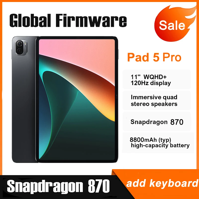 Global Version Pad 5 Pro Android Tablet Snapdragon 870 Tablets 11 Inch 120Hz display Tablet 12GB+512GB ROM 8800mAh 4G/5G Network