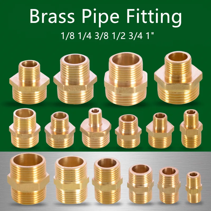 

Brass Water Pipe Fittings 1/8 1/4 3/8 1/2 3/4 Thread Reducer Connection Adapte Copper Pneumatic Components Plumbing Accessories