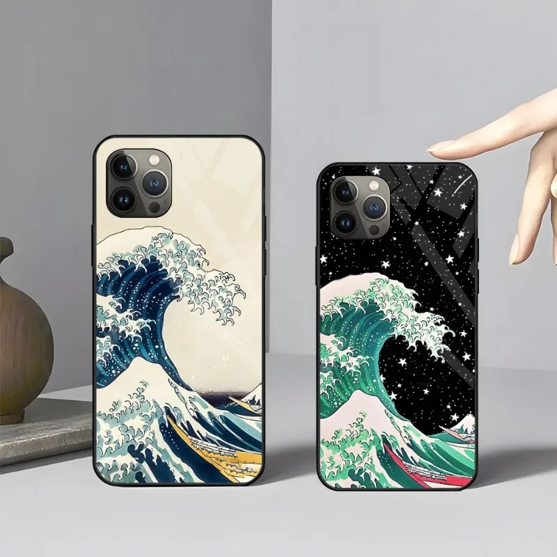 

The Big Wave Of Kanagawa Phone Case Tempered Glass For IPhone 13 14 12 Mini 11 Pro Max X XS XR SE 2020 6 6S 7 8 Plus Funda Shell