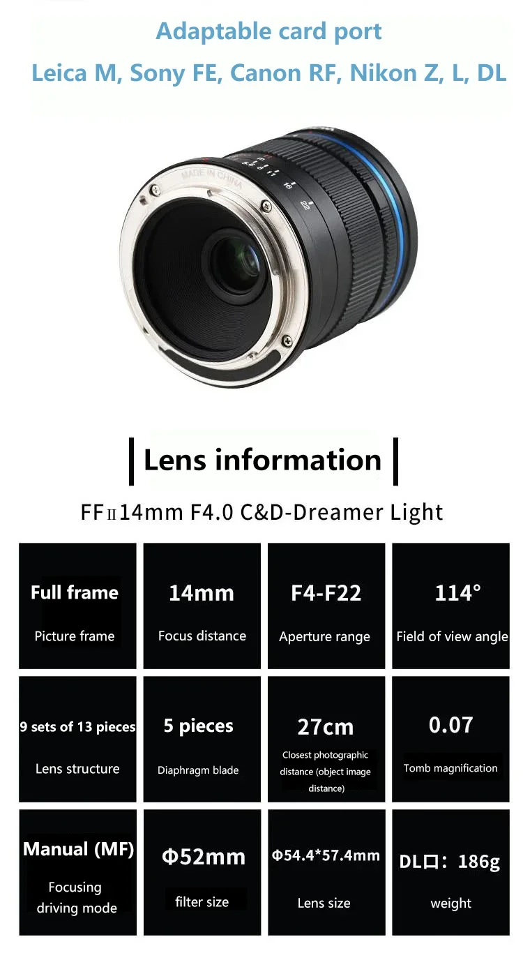 Объектив LAOWA 11 мм F4.5 14 F4.0 для камеры Canon Nikon Sony Leica M/L DL Mount