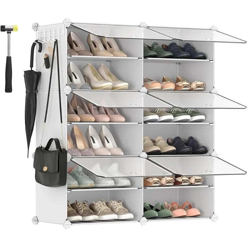 

24 пары пластиковых шкафов для хранения обуви, для спальни, прихожей, стальной каркас, пластиковая панель, белый ULPC033W01