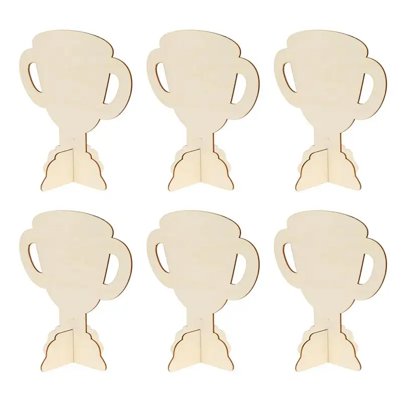 

6Pcs Unfinish Wood Trophies Graffiti Trophies Children DIY Handcraft Kids Toy