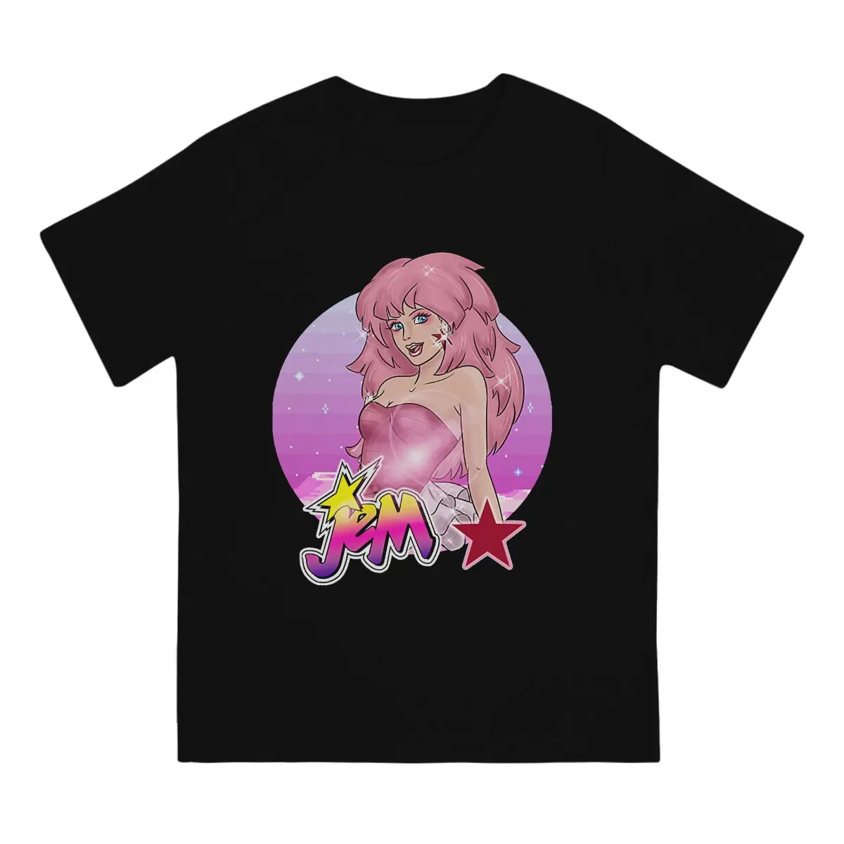 

Retro Classic T-Shirts Men Jem And The Holograms TV Casual Pure Cotton Tee Shirt Crew Neck Short Sleeve T Shirt Adult Clothing