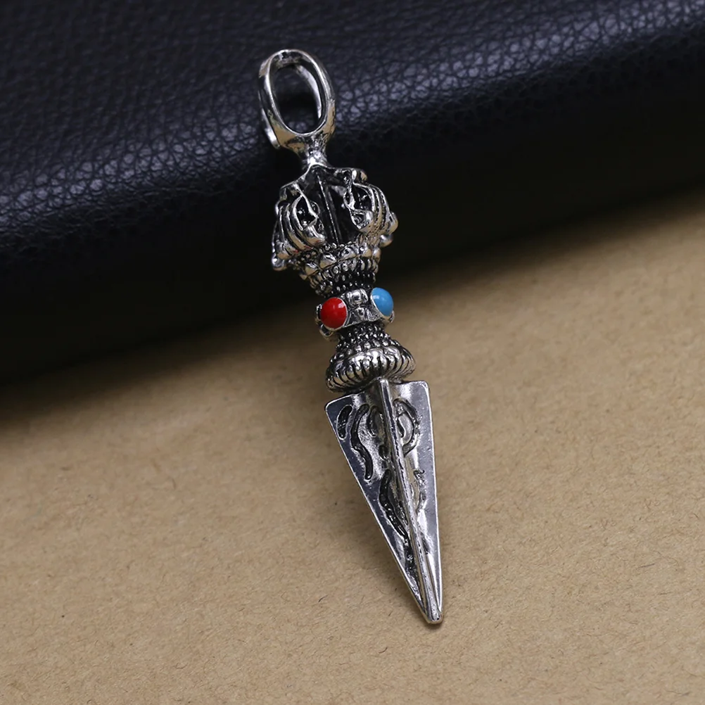2шт Ваджра Пхурба кулон 3D амулет медитация йога ожерелье (серебро)