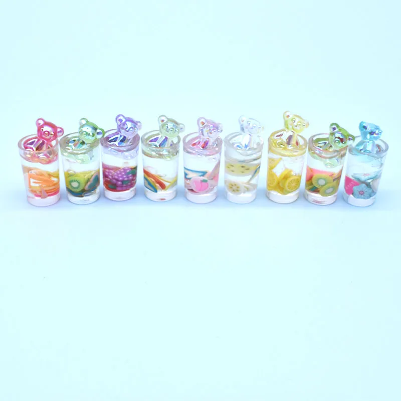 

10 шт. 12*25 мм маленькие медвежьи бутылки, чашки с фруктами, украшения из смолы, поделки с плоской задней стороной, украшения «сделай сам» для скрапбукинга, детали для украшения телефона