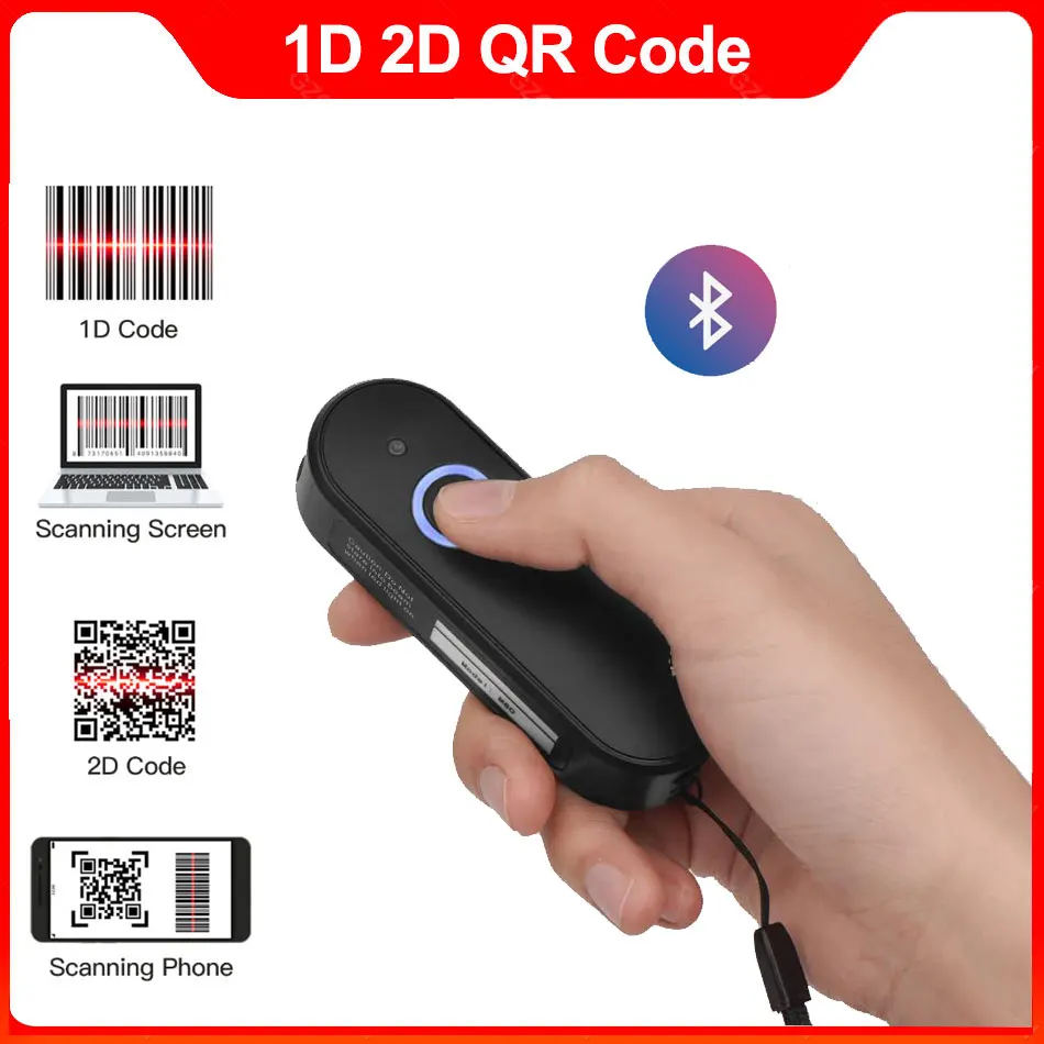 

Holyhah Bluetooth Wireless 2D Barcode Scanner Pocket QR Bar code Reader PDF417 for Tobacco Garment mobile payment Industry