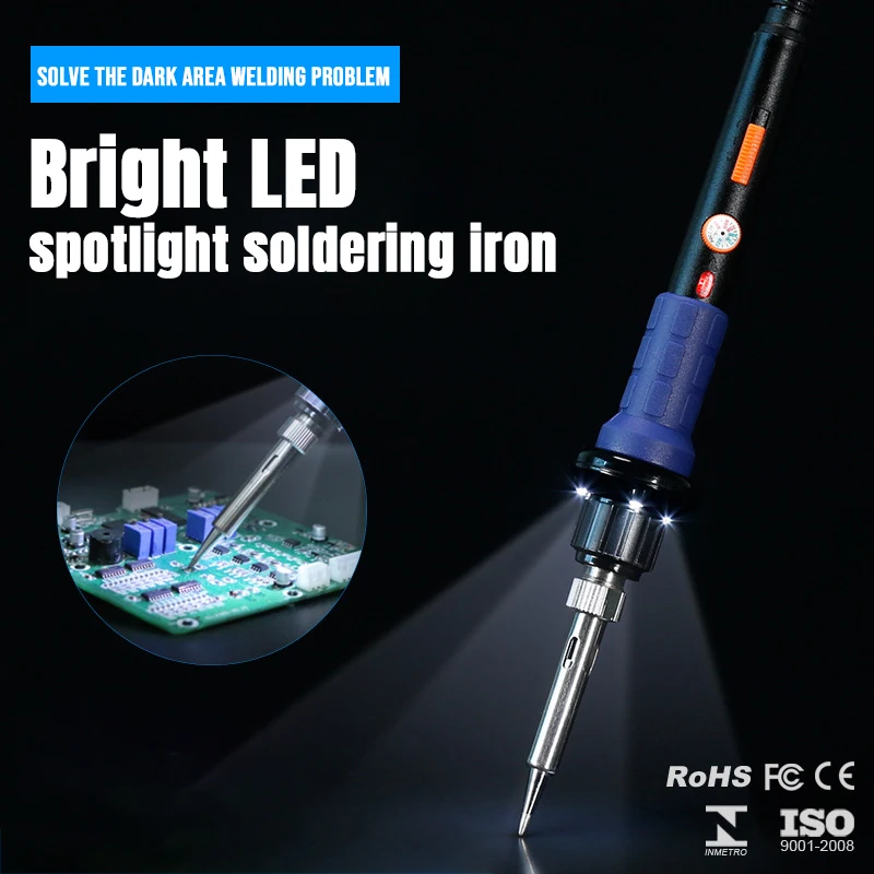 

High Brightness Led Light Soldering Iron Spotlight 60W Electric Solder Iron Fast Heating Welding Dark Place Repair Tools