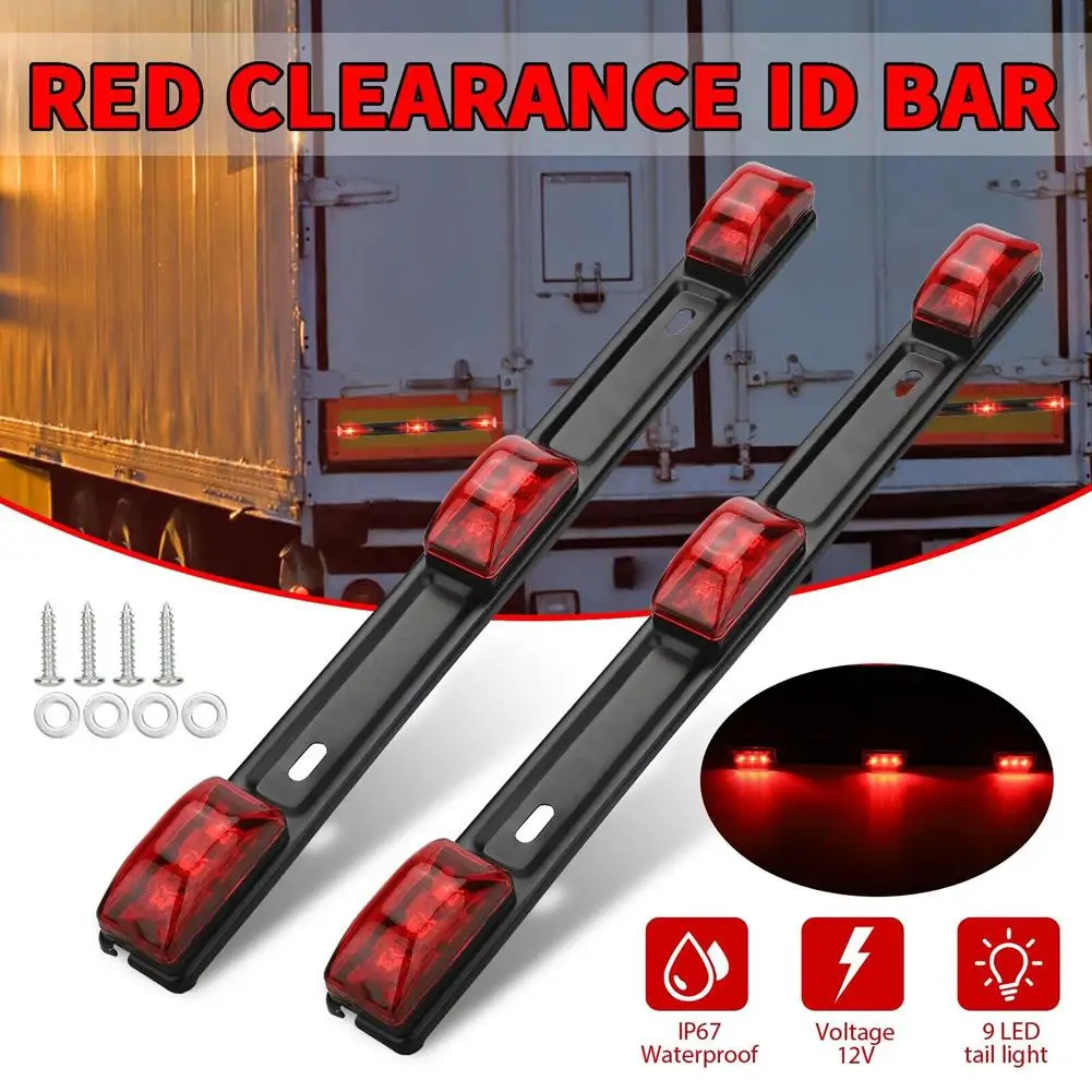 

2pcs 9LED Truck Side Light Tail Lamp Pickup High Mount Brake Light Waterproof Trailer Sealed Marker Lamp Auxiliary Lights