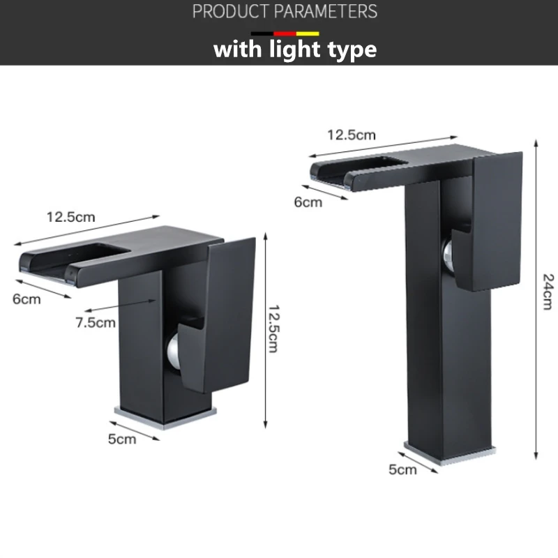 Латунный Смеситель для раковины светодиодный кран Водопад ванной комнаты