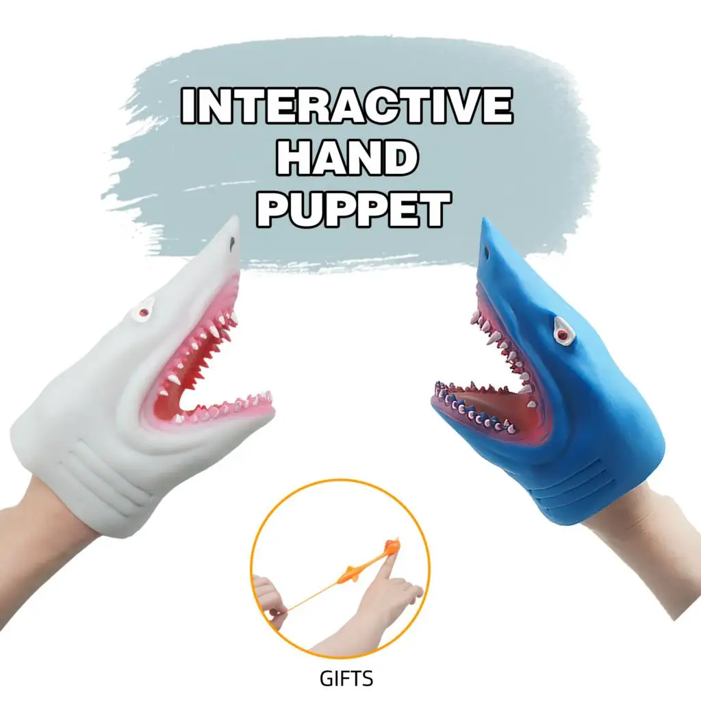 

Shark Hand Puppet Thermoplastic Soft Rubber Realistic Sea Animal Shark Head Puppets Toys for Kids Shark Role Play Toy Latex