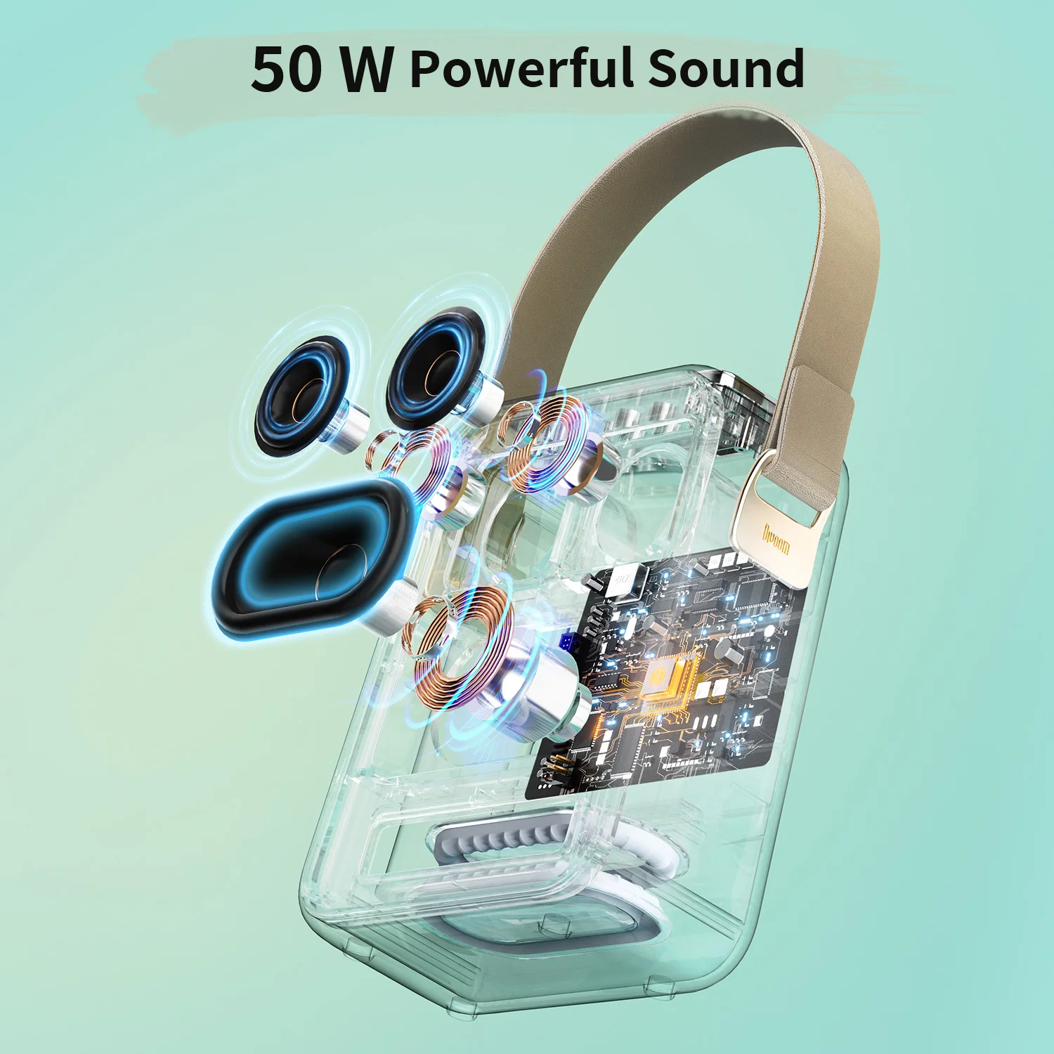 Фото Портативная Bluetooth-колонка Divoom Spark Pro 80W с 2 беспроводными микрофонами и RGB-подсветкой для вечеринок и пения на открытом воздухе. №4