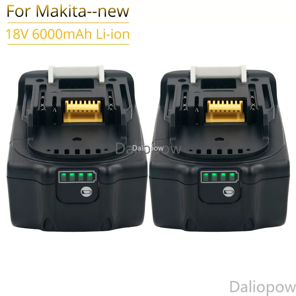 

2pcs Smart Protection BL1860B 6000mAh Battery for Makita 18V 6.0Ah BL1860 BL1850 Bl1830 Rechargeable Tools Battery LED Light