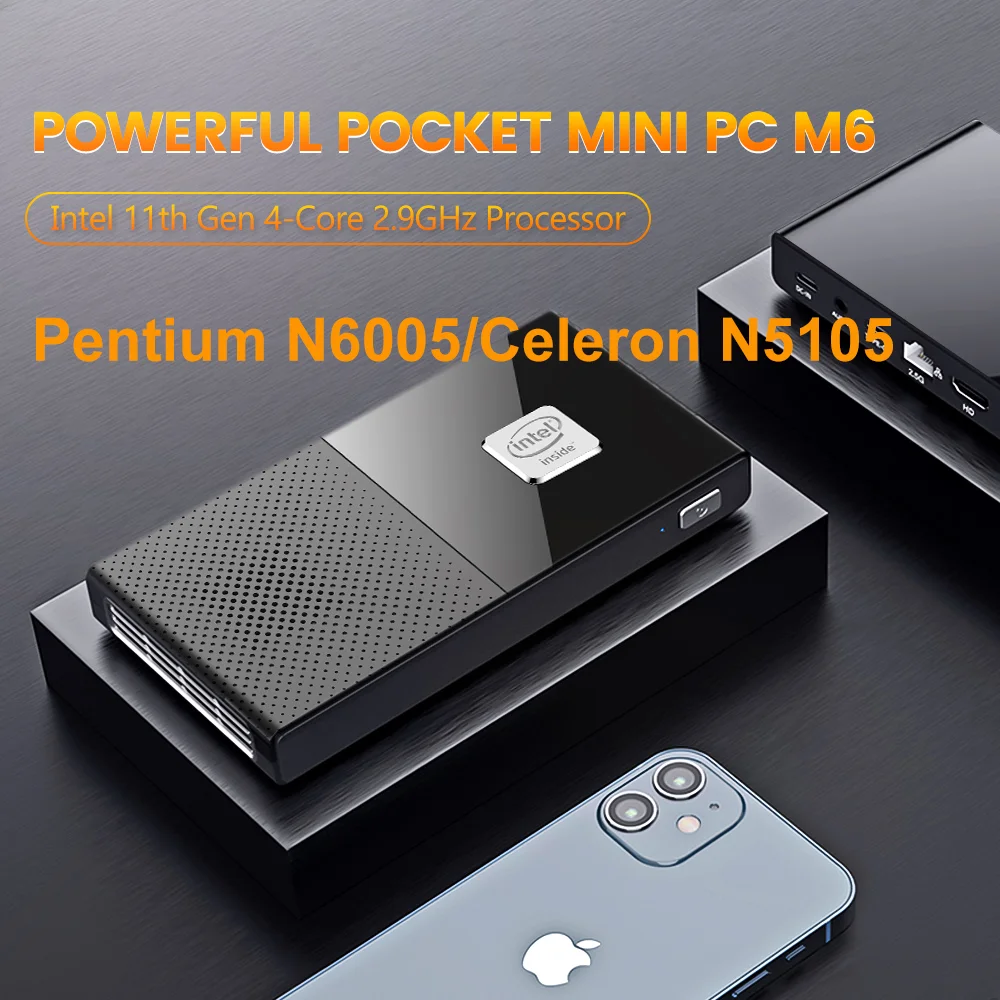 2022 Pocket Stick Mini PC Win11 Celeron N5105 N6000 N6005 8/16GB LPDDR4  Portable Computer 2.5G LAN Type-C HD2.0 WiFi6 BT5.2