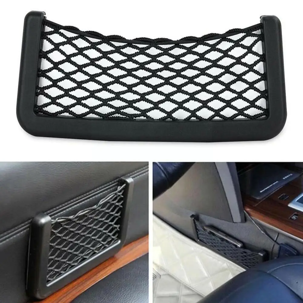 

Universal Car Seat Back Storage Net Bag Auto Car Door Bag Side Elastic Storage Holder Mesh String Bags Phone Organizer Bags